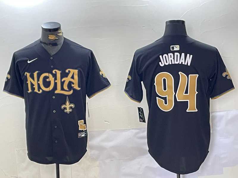 Men%27s New Orleans Saints #94 Cameron Jordan Black Cool Base Stitched Baseball Jersey->new orleans saints->NFL Jersey